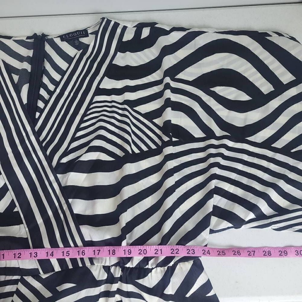 Eloquii Womens Plus 26 3X Wide Leg Jumpsuit Black White Cropped Pockets NWT - Picture 7 of 8